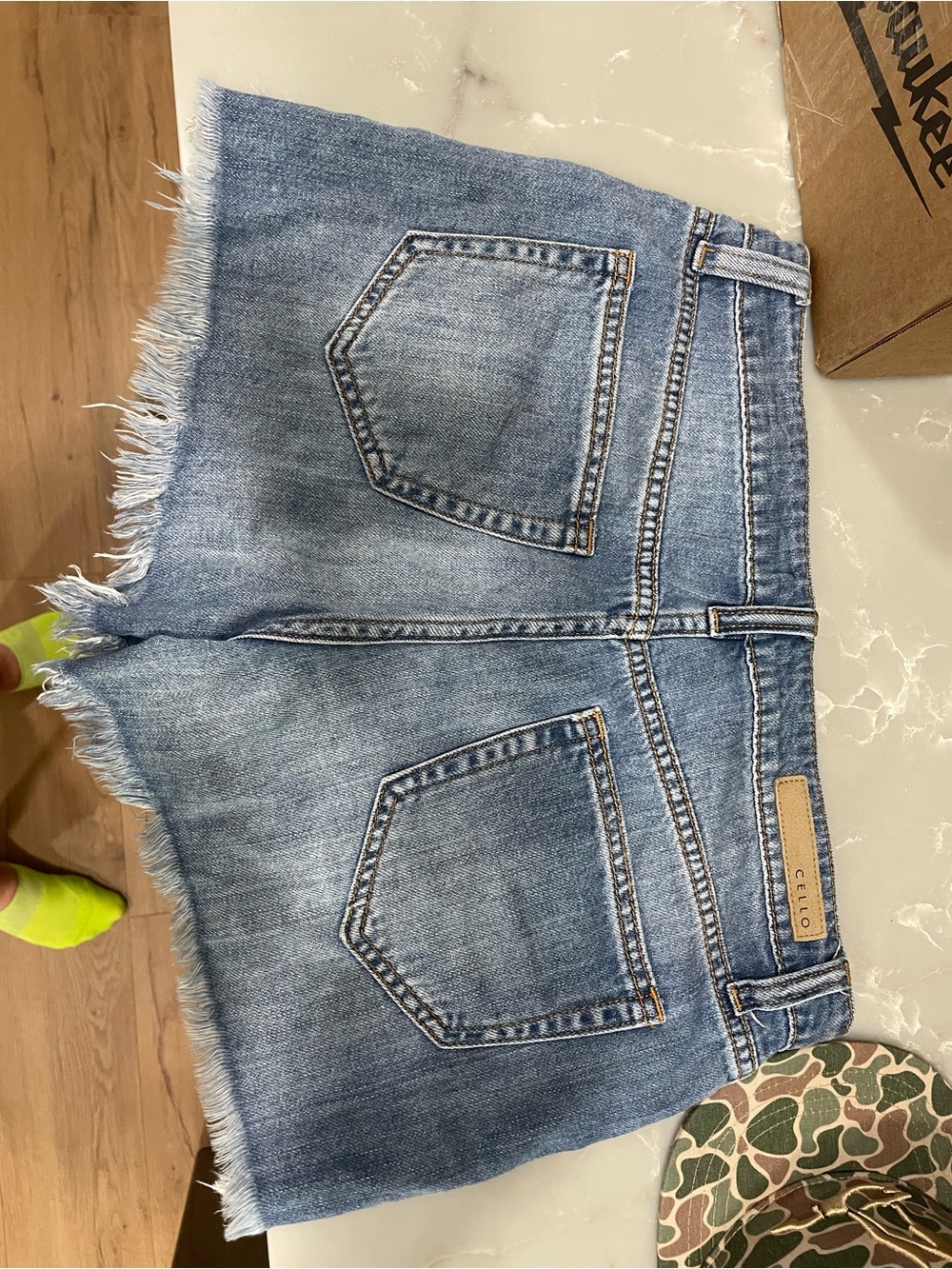 Cello Women's Light Blue Frayed Denim Skirt